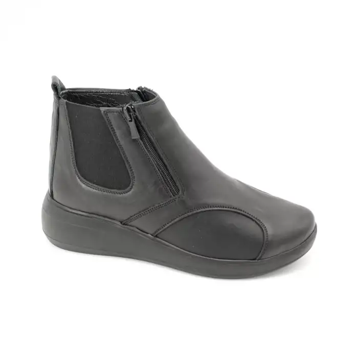 181 NDR Hakiki Deri Comford Bayan Bot Siyah