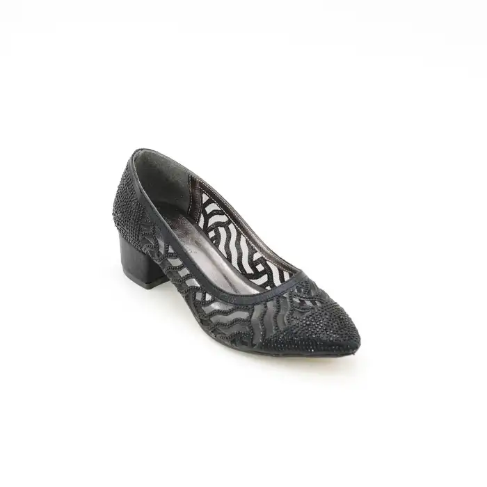 GRB Klasik Bayan Ayakkabı Desen Siyah Kısa