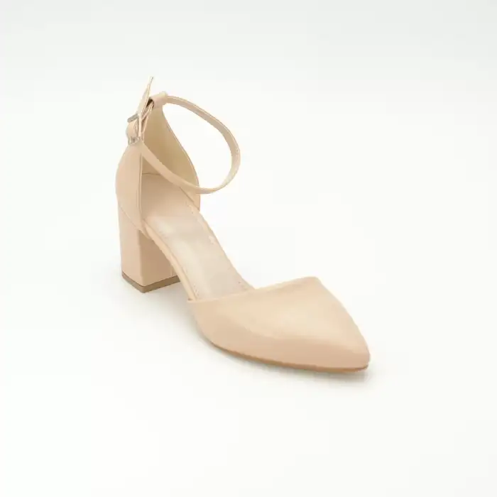 063 BNO Bilekten Bantlı Bayan Ayakkabı Ten 6,5cm