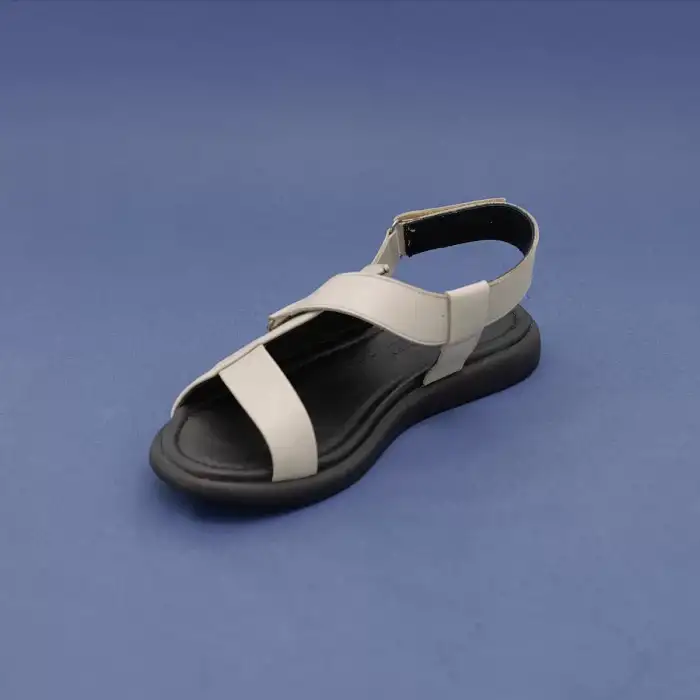 38001 PKR Hakiki Deri Bayan Sandalet Bej