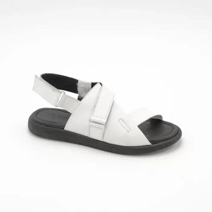 38001 PKR Hakiki Deri Bayan Sandalet Beyaz