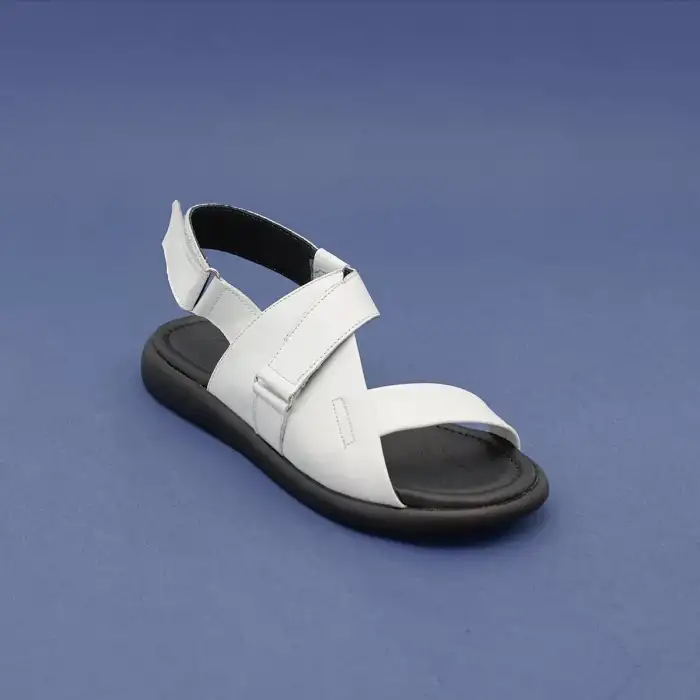38001 PKR Hakiki Deri Bayan Sandalet Beyaz