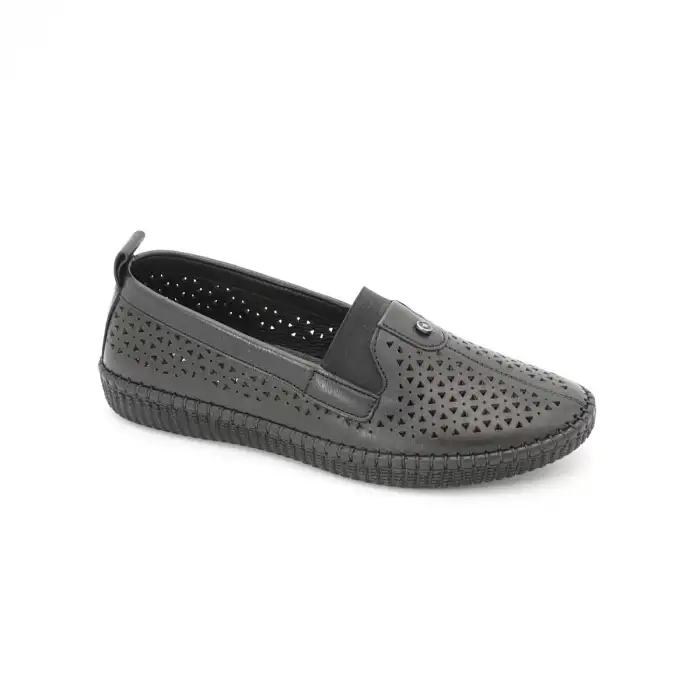 7819 Pepita Hakiki Deri Comford Bayan Ayakkabı Siyah