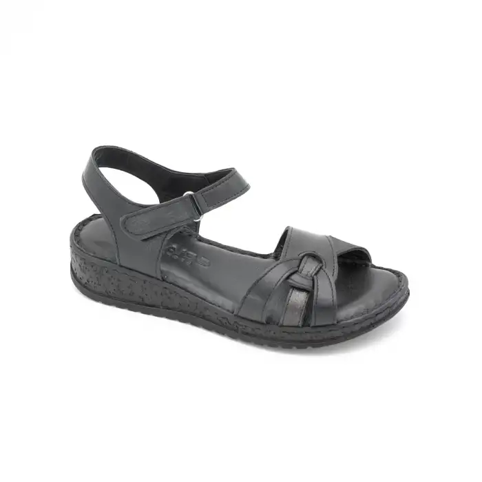 23 YVZ Hakiki Deri Bayan Sandalet Siyah