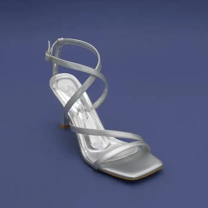 846 BNO Bantlı Bayan Ayakkabı 9 cm Gümüş