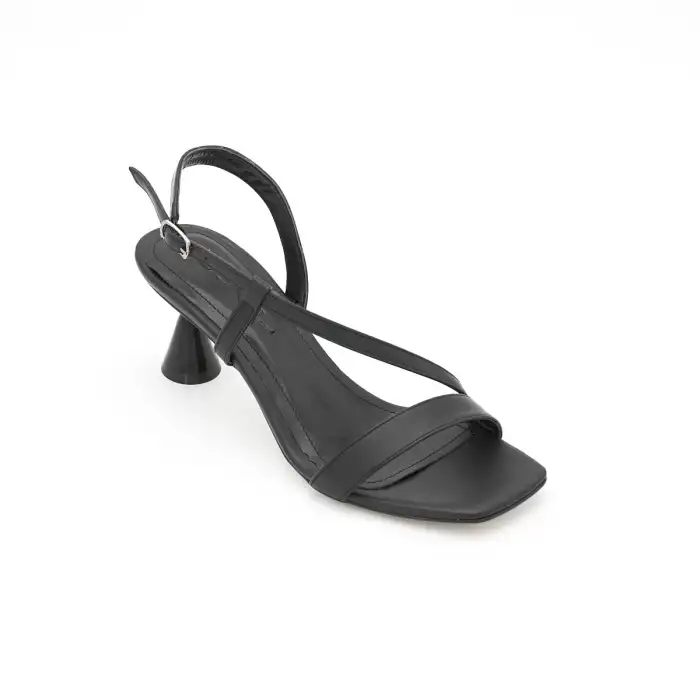 856 BNO Bantlı Bayan Ayakkabı 7 cm Siyah