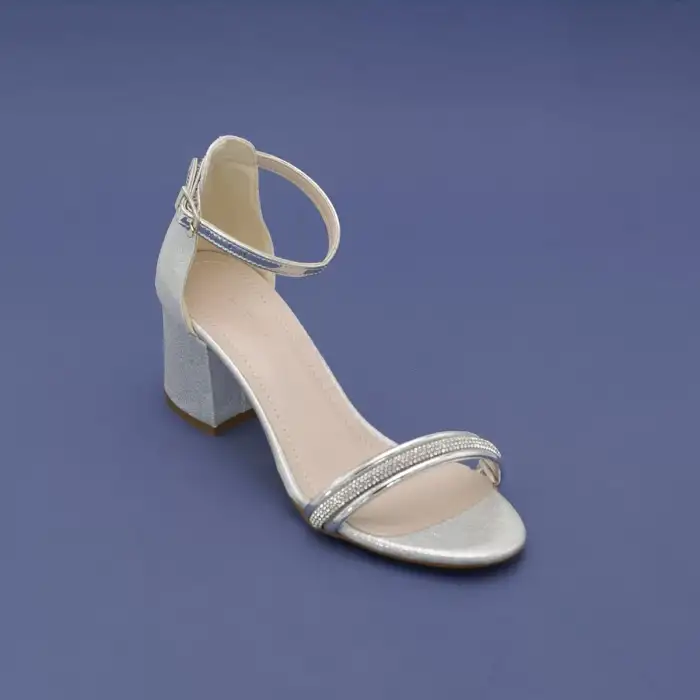 780 BNO Bantlı Bayan Ayakkabı 6 cm Gümüş