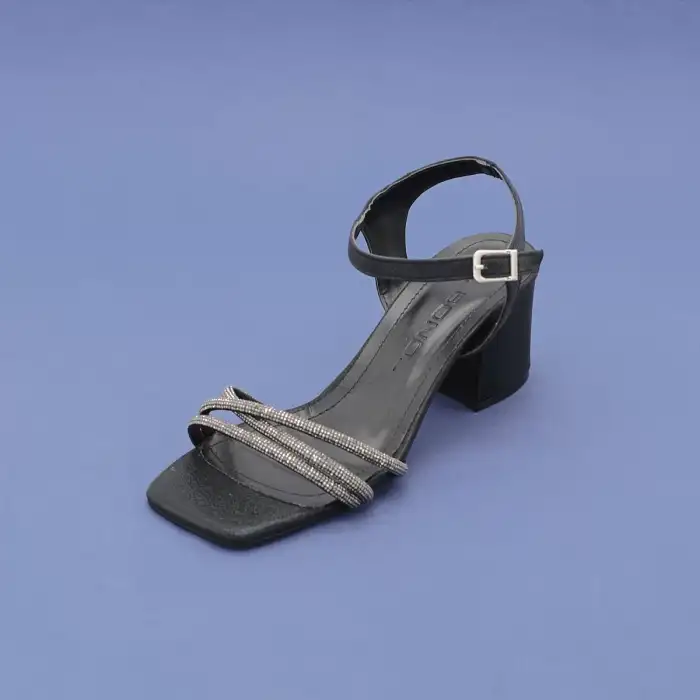 779 BNO Bantlı Bayan Ayakkabı 6 cm Siyah