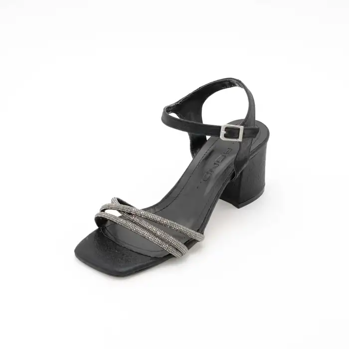 779 BNO Bantlı Bayan Ayakkabı 6 cm Siyah