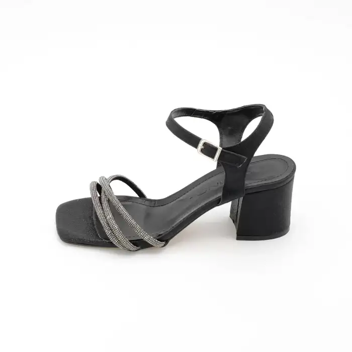 779 BNO Bantlı Bayan Ayakkabı 6 cm Siyah