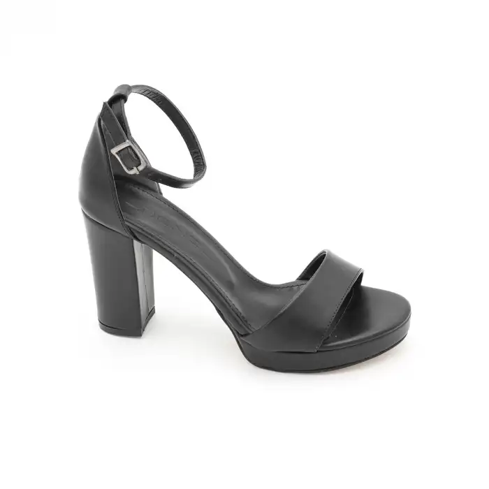 010 BNO Bantlı Bayan Ayakkabı 10 cm Siyah