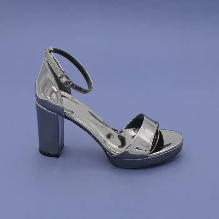 010 BNO Bantlı Bayan Ayakkabı 10 cm Platin
