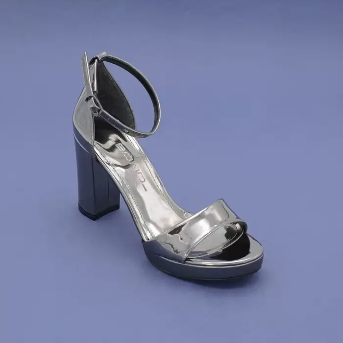 010 BNO Bantlı Bayan Ayakkabı 10 cm Platin