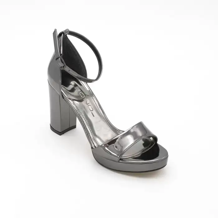 010 BNO Bantlı Bayan Ayakkabı 10 cm Platin