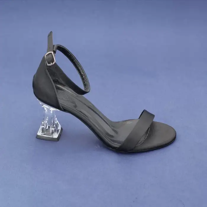 64 PRK Bantlı Bayan Abiye Ayakkabı 8 cm Siyah