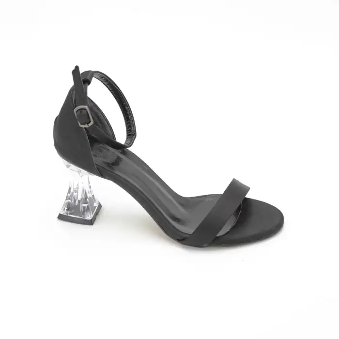 64 PRK Bantlı Bayan Abiye Ayakkabı 8 cm Siyah