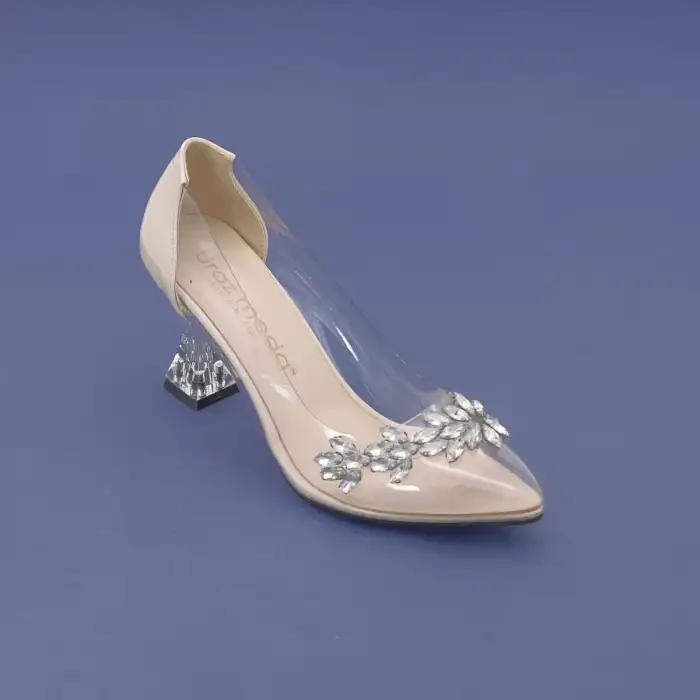 GKH Şeffaf Bayan Ayakkabı 8 cm Ten