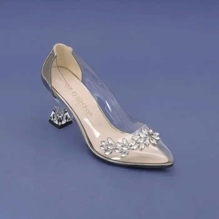 GKH Şeffaf Bayan Ayakkabı 8 cm Platin