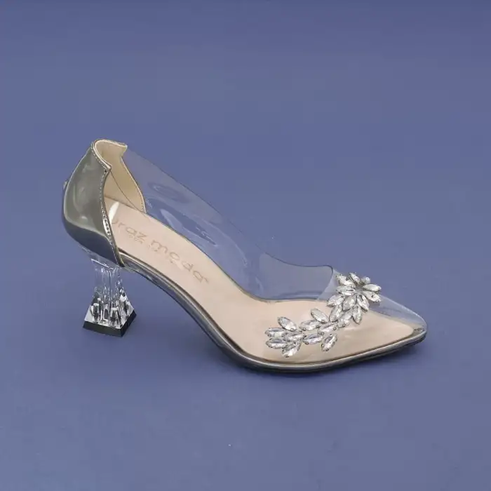 GKH Şeffaf Bayan Ayakkabı 8 cm Platin