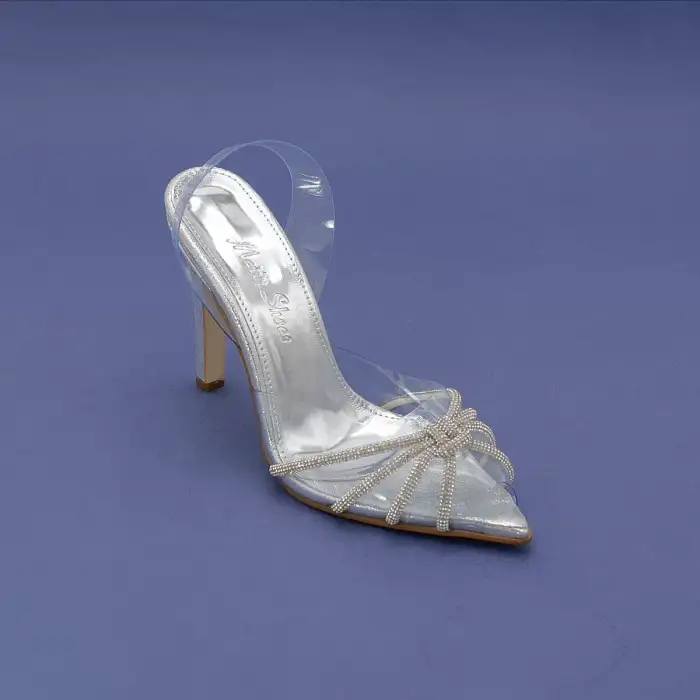 OZR Şeffaf Bayan Abiye Ayakkabı 11,5 cm Gümüş