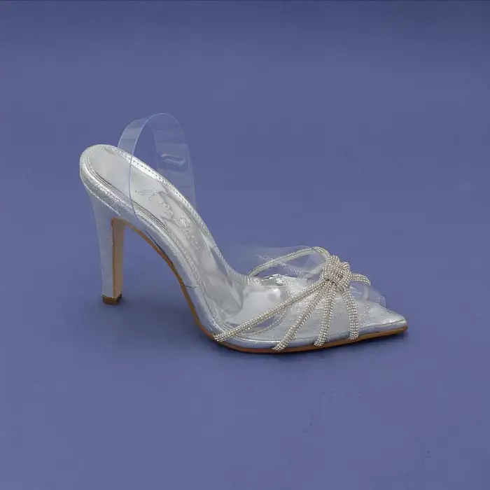 OZR Şeffaf Bayan Abiye Ayakkabı 11,5 cm Gümüş