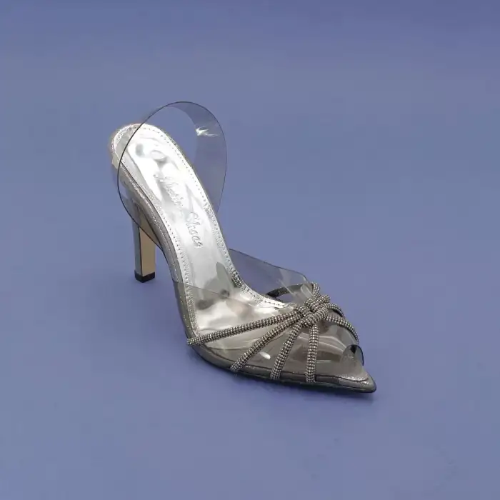 OZR Şeffaf Bayan Abiye Ayakkabı 11,5 cm Platin