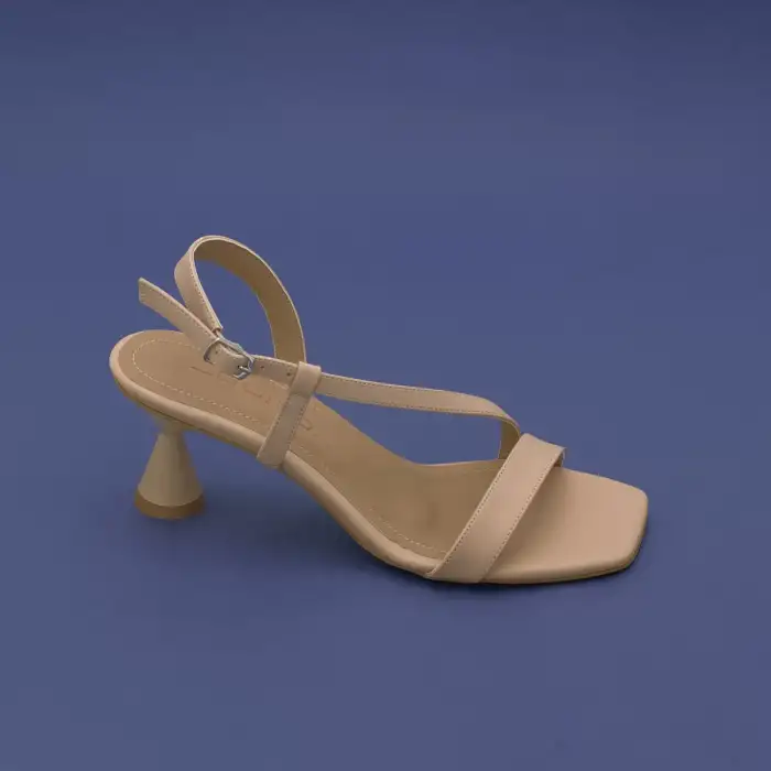 856 BNO Bantlı Bayan Ayakkabı 7 cm Ten