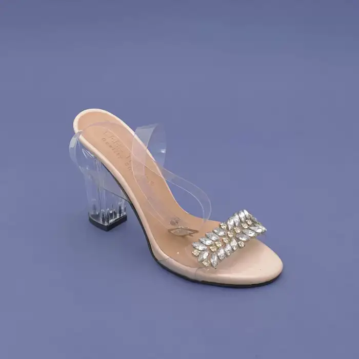 GKH Şeffaf Bilekten Bağlı Bayan Ayakkabı 10 cm Ten