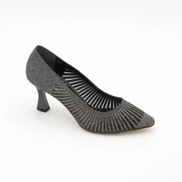 1085-2 AKS Taşlı Bayan Ayakkabı 9 cm Platin