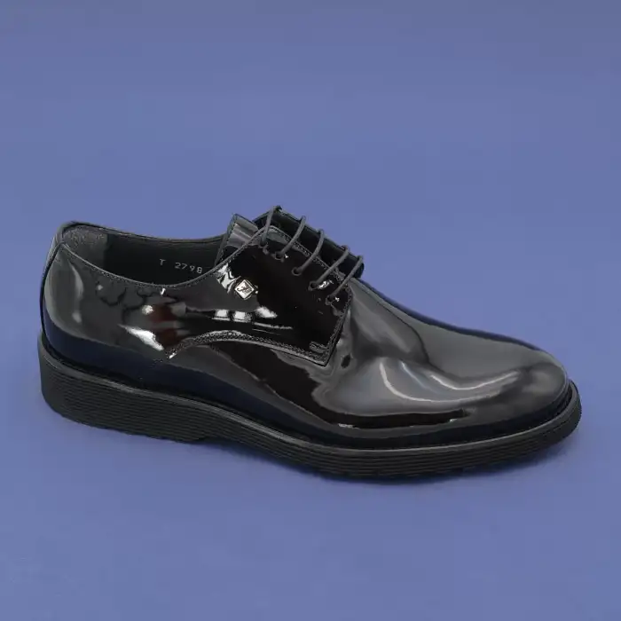 2798 Fosco Erkek Ayakkabı Siyah Rugan Eva