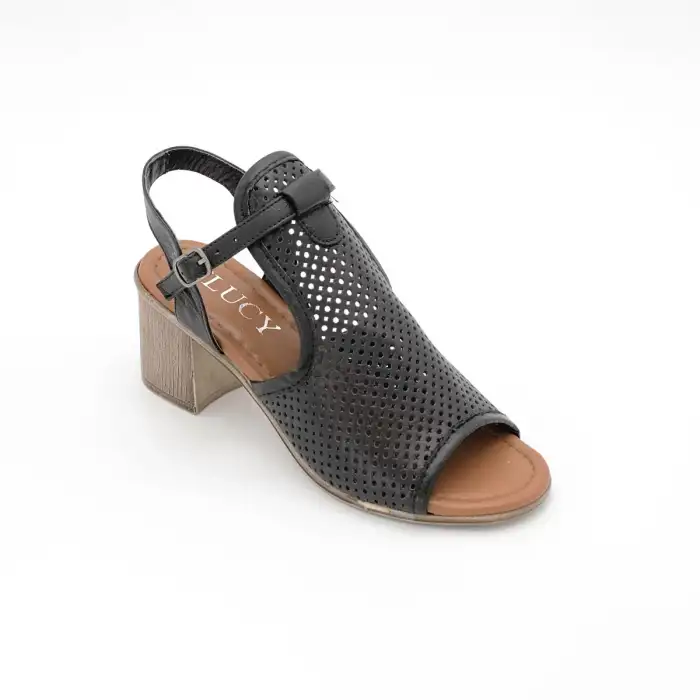 804 ALT Hakiki Deri Bayan Sandalet Siyah