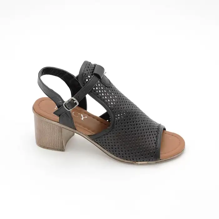 804 ALT Hakiki Deri Bayan Sandalet Siyah