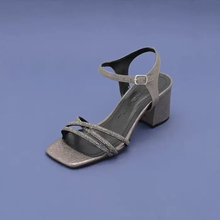 779 BNO Bantlı Bayan Ayakkabı 6 cm Platin