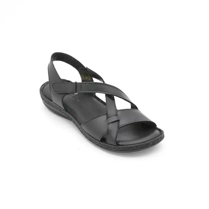 1116 NDR Hakiki Deri Bayan Sandalet Siyah