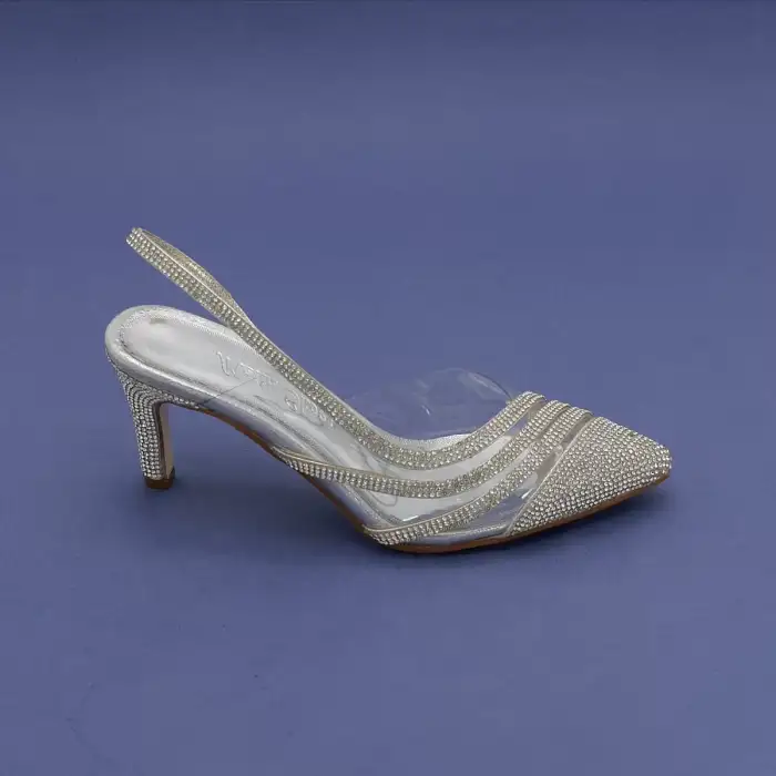 OZR 5547 Şeffaf Bayan Abiye Ayakkabı 8 cm Gümüş