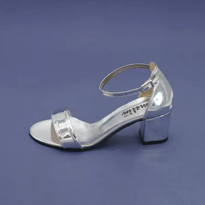 002 MTN Bantlı Bayan Ayakkabı 6cm Gümüş Ayna