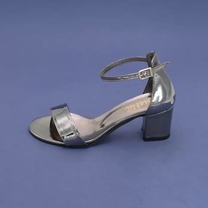 002 MTN Bantlı Bayan Ayakkabı 6cm Platin Ayna