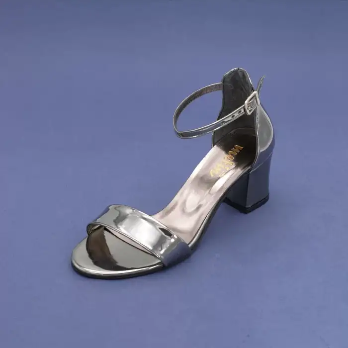002 MTN Bantlı Bayan Ayakkabı 6cm Platin Ayna