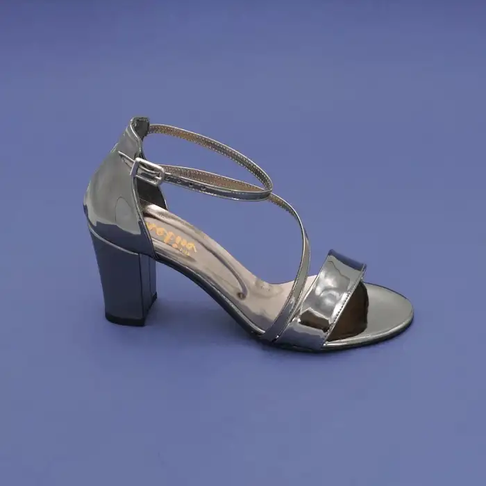 1107 MTN Bantlı Bayan Ayakkabı 7,5cm Platin Ayna