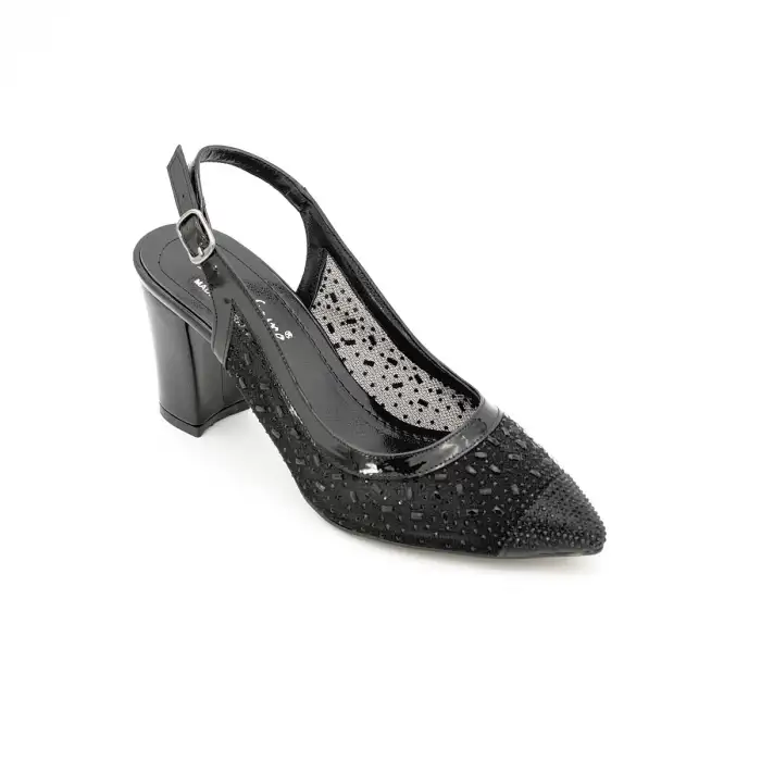 145 HLO Abiye Bayan Ayakkabı Siyah 8 cm