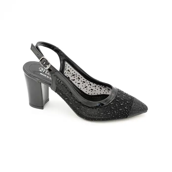 145 HLO Abiye Bayan Ayakkabı Siyah 8 cm