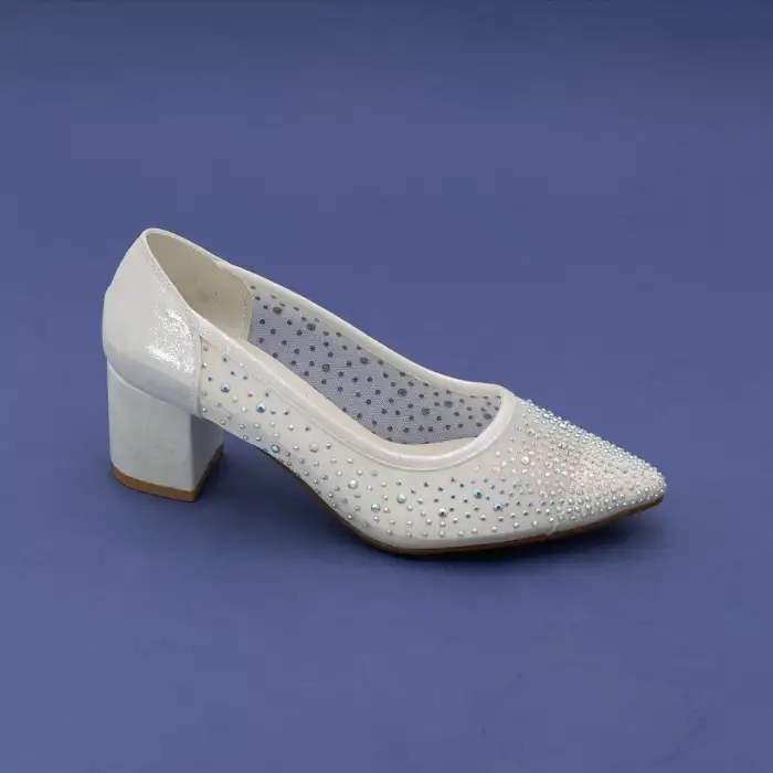 265 HLO Taşlı Bayan Ayakkabı 6 cm Sedef