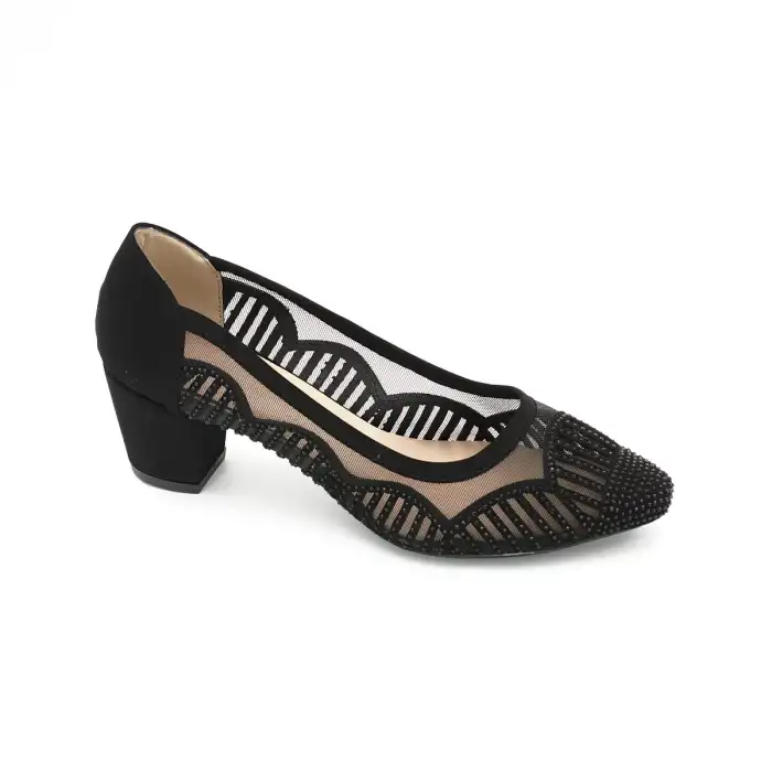 9536 Klasik Bayan Ayakkabı Siyah Nubuk