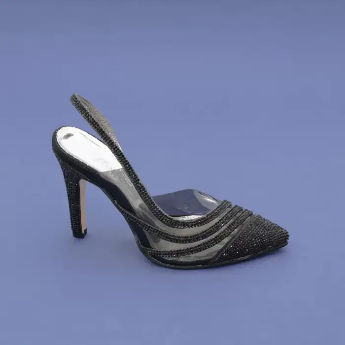 OZR 5547 Şeffaf Bayan Abiye Ayakkabı 11,5 cm Siyah