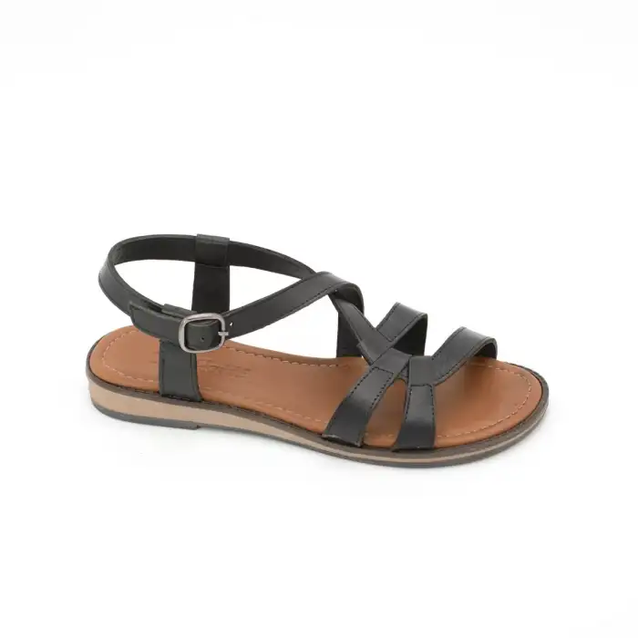 1491 BLT Hakiki Deri Bayan Sandalet Siyah