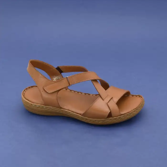 1116 NDR Hakiki Deri Bayan Sandalet Taba