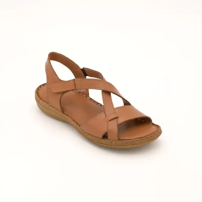 1116 NDR Hakiki Deri Bayan Sandalet Taba