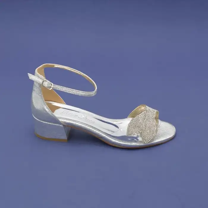 6233 OZR Bantlı Bayan Ayakkabı 4cm Gümüş