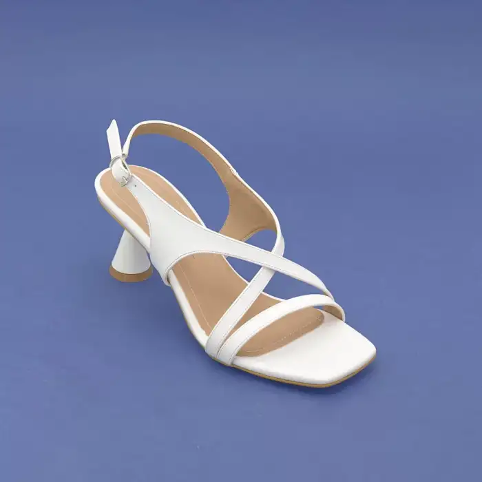 900 BNO Bantlı Bayan Ayakkabı 7 cm Beyaz