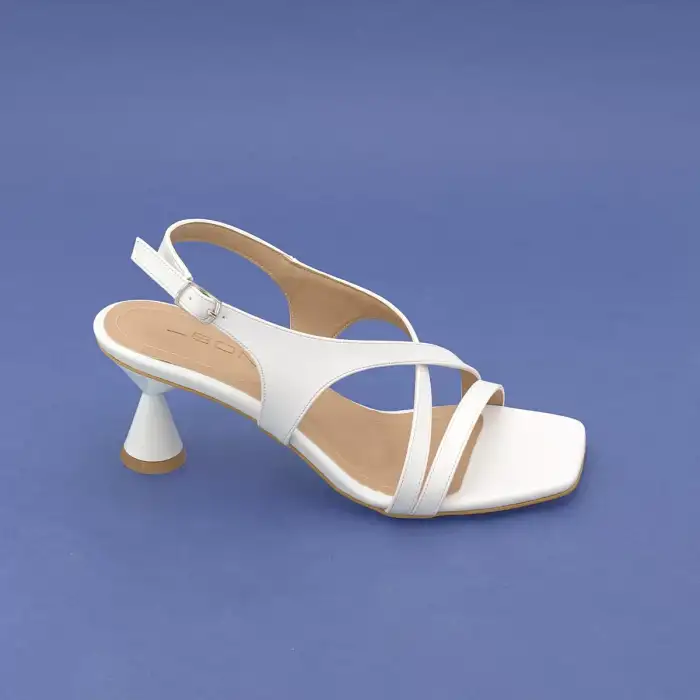 900 BNO Bantlı Bayan Ayakkabı 7 cm Beyaz